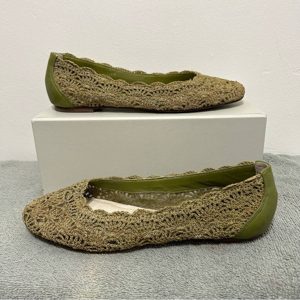 J. Jill Green Crochet Flats with Elastic Trim